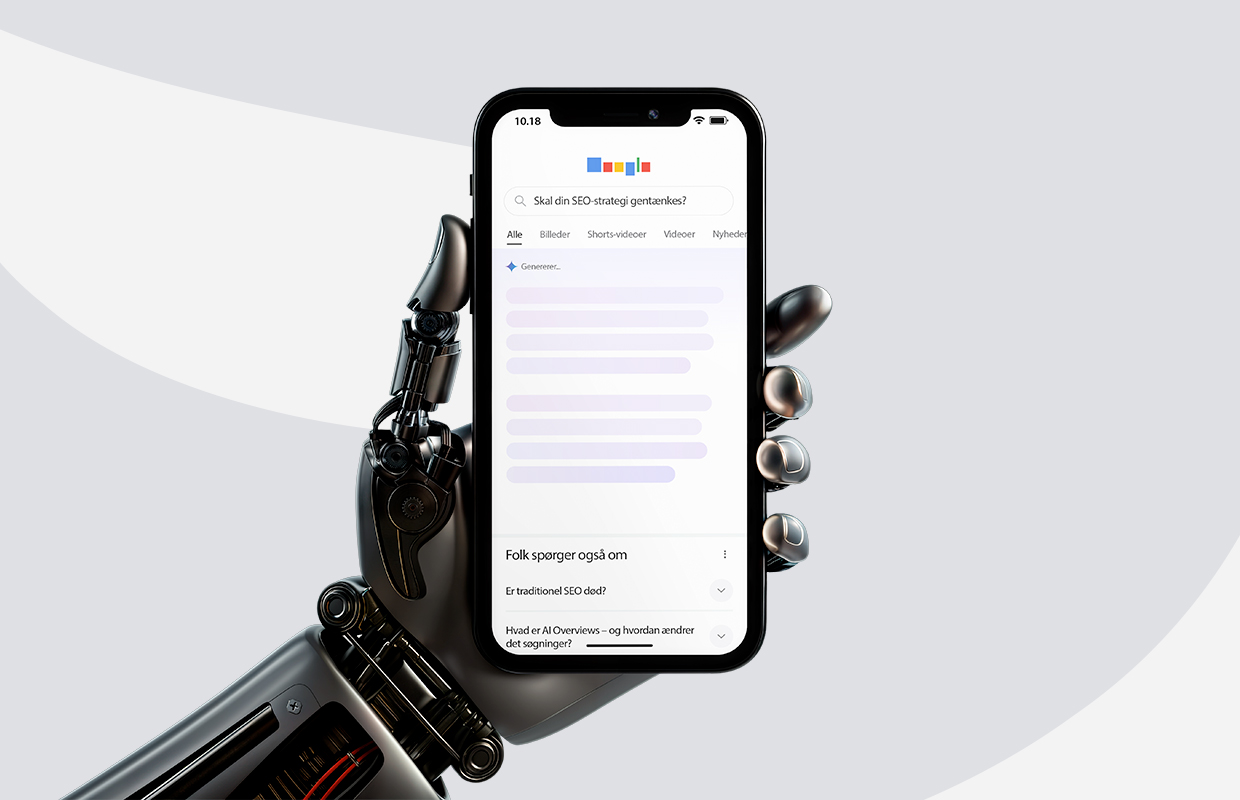 Google AI Overviews - billede af robotarm med telefon